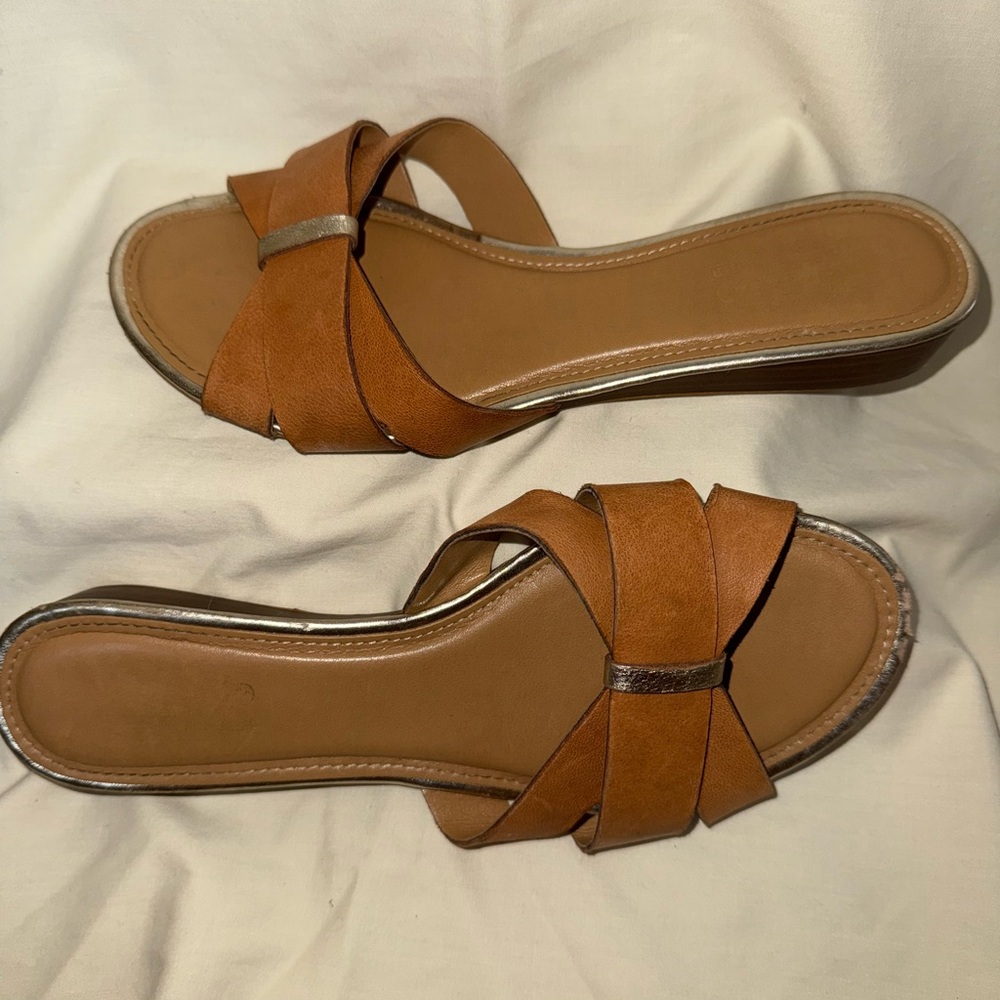 Coach Tan and Silver Women's Sandals